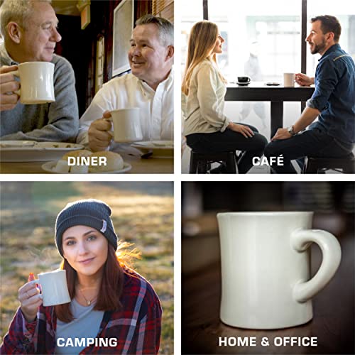 Retro Off White Stoneware Coffee Mug Set 6