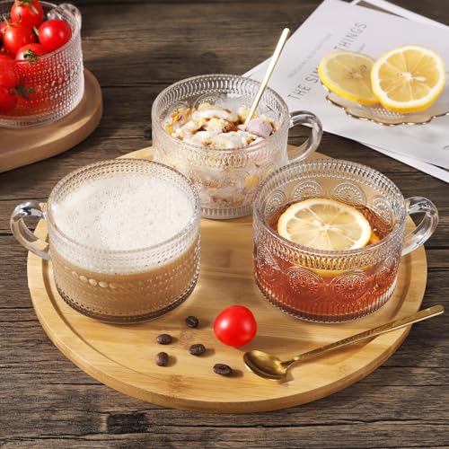 Viabrico Vintage Glass Coffee Mugs Set of 2