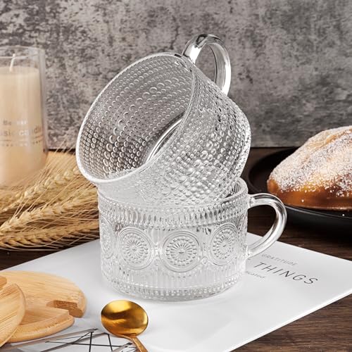 Viabrico Vintage Glass Coffee Mugs Set of 2