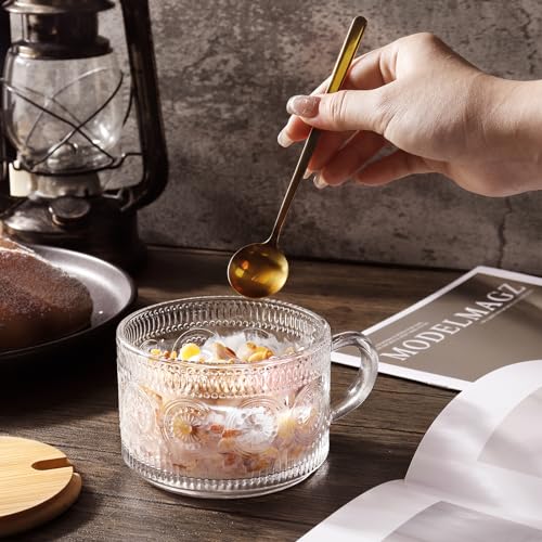 Viabrico Vintage Glass Coffee Mugs Set of 2