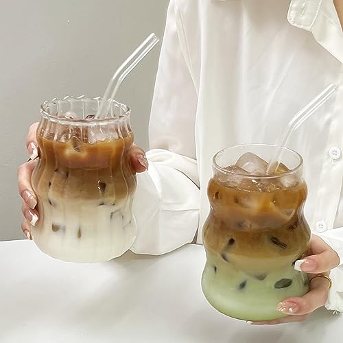 Vintage Ribbed Glass Cups - Set of 2