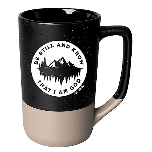 Dexsa Ceramic Designer Coffee Mug | Be still and know that I am God. Psalm 46:10 | 16 ounces | Matte Speckled Body, Glossy Interior | Dishwasher and Microwave Safe | Coffee, Tea, Soups, Hot Chocolate