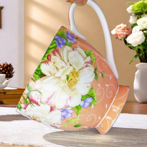 YUESITE 16oz Bone China Coffee Mugs for Women Mugs Flora Coffee Tea Cups Novetly Coffee Cups Gift for Women Mom Friends