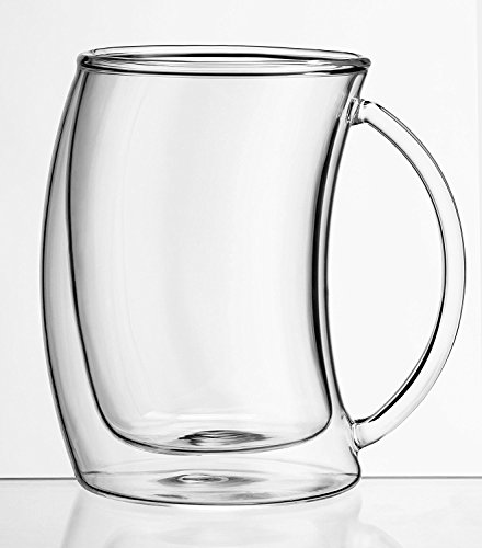 JoyJolt Caleo Collection Glass Coffee Cups Double Wall Insulated Mugs Set Of 2 Glasses (10 oz,300ml)