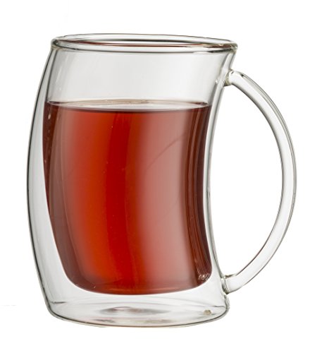 JoyJolt Caleo Collection Glass Coffee Cups Double Wall Insulated Mugs Set Of 2 Glasses (10 oz,300ml)