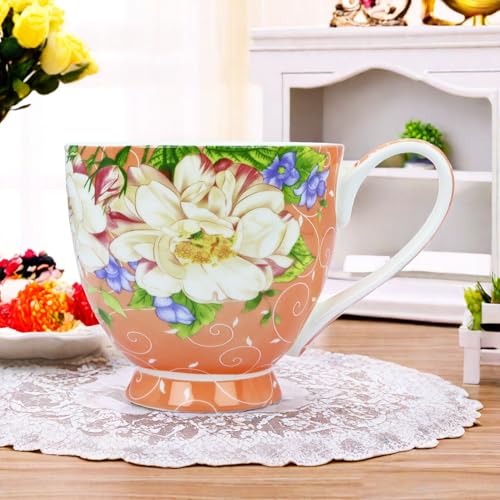 YUESITE 16oz Bone China Coffee Mugs for Women Mugs Flora Coffee Tea Cups Novetly Coffee Cups Gift for Women Mom Friends