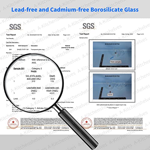 HORLIMER 10 oz Glass Coffee Mugs Set of 6, Clear Coffee Cup with Handle for Tea Cappuccino Latte Milk Juice Hot Beverages