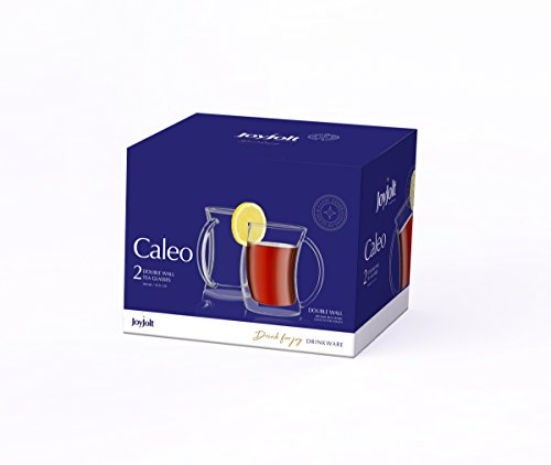 JoyJolt Caleo Collection Glass Coffee Cups Double Wall Insulated Mugs Set Of 2 Glasses (10 oz,300ml)