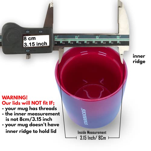 MIE Replacement Lid for Coffee Mug & Tea Cup - Competible With Starbucks Ceramic Travel Mug 10oz / 12oz / 16oz, Tumbler Lid, Mug Lid, Cup Lid