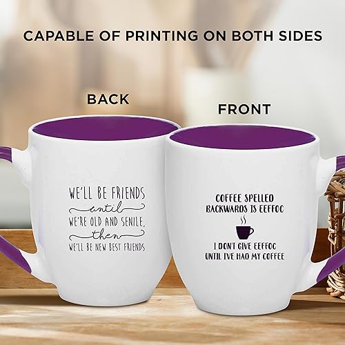Custom Bistro Style Large Coffee Mugs 16 oz. Set of 10, Personalized Bulk Pack - Perfect for Coffee, Tea, Espresso, Hot Cocoa, Other Beverages - Purple