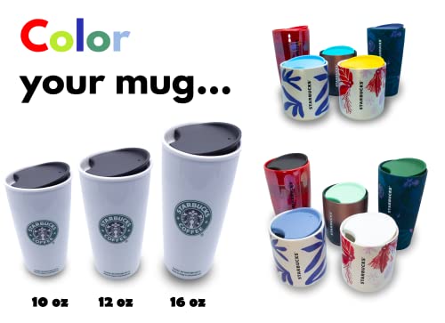 MIE Replacement Lid for Coffee Mug & Tea Cup - Competible With Starbucks Ceramic Travel Mug 10oz / 12oz / 16oz, Tumbler Lid, Mug Lid, Cup Lid