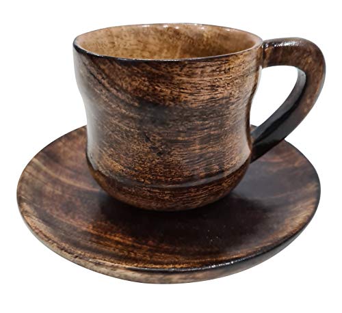 collectiblesBuy Eco-Friendly Espresso Wooden Cup With Saucer Coffee Tea Drinking Tableware Rustic Handcrafted Natural Retro Style