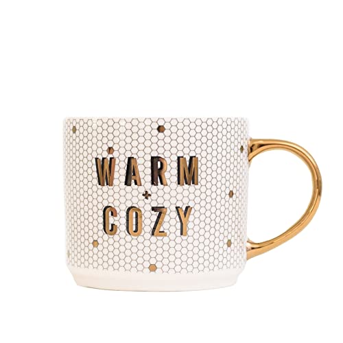 Honeycomb Tile Coffee Mug with Gold Handle