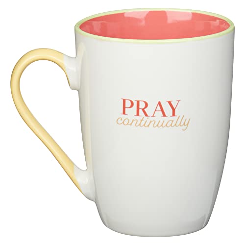 Christian Art Gifts Pink Pastel Ceramic Coffee Mug – 11 oz. Microwave and Dishwasher-Safe Inspirational Scripture Coffee and Tea Mug for Women with Bible Verse: Pray Continually – 1 Thessalonians 5:17