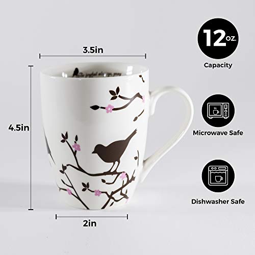 Divinity Boutique Inspirational Ceramic, Brown Birds on White Mug, 1 Theses. 5:16-17, The Joyful Always Pray, Multicolor, One Size,12 fluid ounce