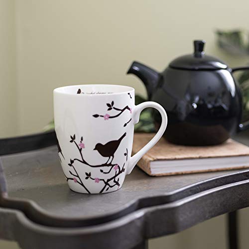 Divinity Boutique Inspirational Ceramic, Brown Birds on White Mug, 1 Theses. 5:16-17, The Joyful Always Pray, Multicolor, One Size,12 fluid ounce