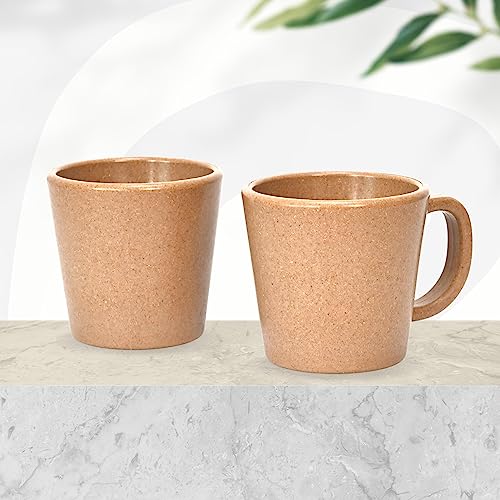 Eha Set of 2 Earth-Friendly Majestic Coffee Mug |12 oz|Made with Rice Husk & Bamboo Fibers|Microwave Safe|Hot & Cold Coffee Cup, Milk & Tea Cup |Matte Finish Mugs for Coffee (Pack Of 2,Tortilla)