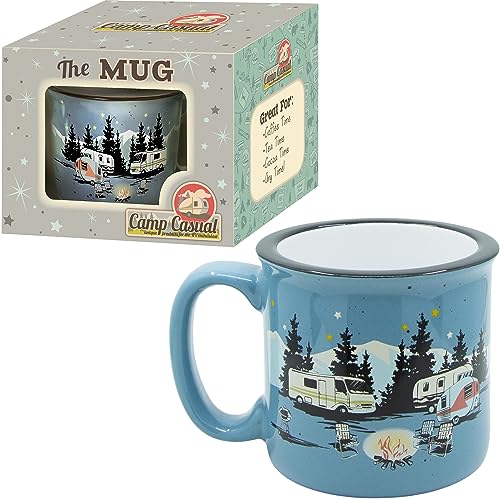 Ceramic Coffee Mug - 15 oz Retro Inspired Camping Mug - for Hot & Cold Drinks - Works as a Tea, Soup, & Coffee Mug - Stylish, Versatile, & Microwaveable Camping Coffee Mugs by Camp Casual