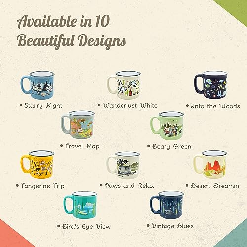 Ceramic Coffee Mug - 15 oz Retro Inspired Camping Mug - for Hot & Cold Drinks - Works as a Tea, Soup, & Coffee Mug - Stylish, Versatile, & Microwaveable Camping Coffee Mugs by Camp Casual