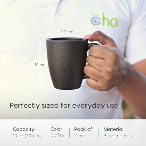Eha Earth-Friendly Classic Coffee Mug | 10 Oz | Made with Rice Husk & Bamboo Fibers | Microwave Safe | for Hot & Cold Coffee, Milk & Tea Cup | Matte Finish Mugs | Coffee