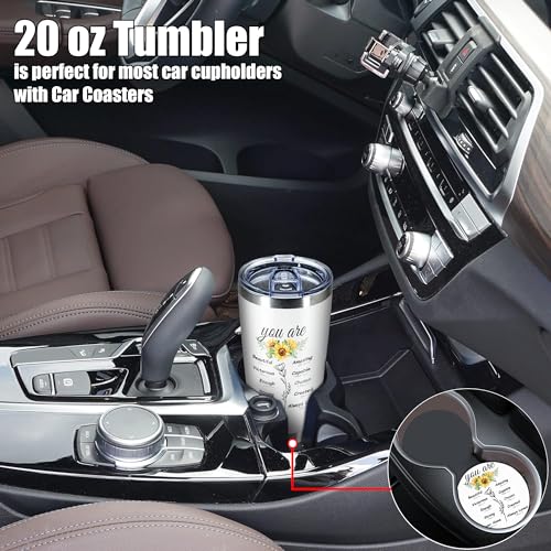 Christian Gifts for Women, 20oz Inspirational Religious Gifts Tumbler Bible Verse Mugs Stainless Steel Tumblers Double Wall Vacuum Insulated Cup for Christian Women, Friend, Coworkers, Sunflowers