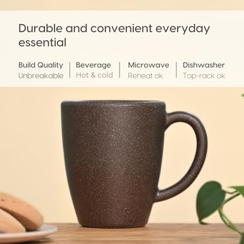 Eha Earth-Friendly Classic Coffee Mug | 10 Oz | Made with Rice Husk & Bamboo Fibers | Microwave Safe | for Hot & Cold Coffee, Milk & Tea Cup | Matte Finish Mugs | Coffee