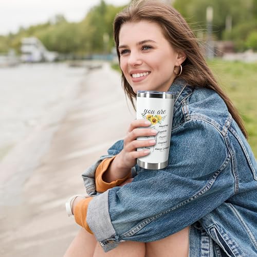 Christian Gifts for Women, 20oz Inspirational Religious Gifts Tumbler Bible Verse Mugs Stainless Steel Tumblers Double Wall Vacuum Insulated Cup for Christian Women, Friend, Coworkers, Sunflowers