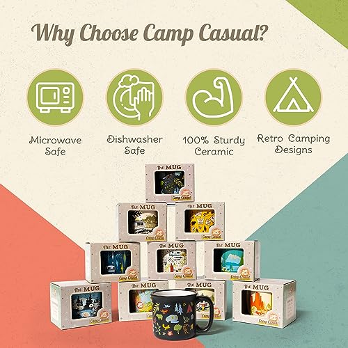 Ceramic Coffee Mug - 15 oz Retro Inspired Camping Mug - for Hot & Cold Drinks - Works as a Tea, Soup, & Coffee Mug - Stylish, Versatile, & Microwaveable Camping Coffee Mugs by Camp Casual