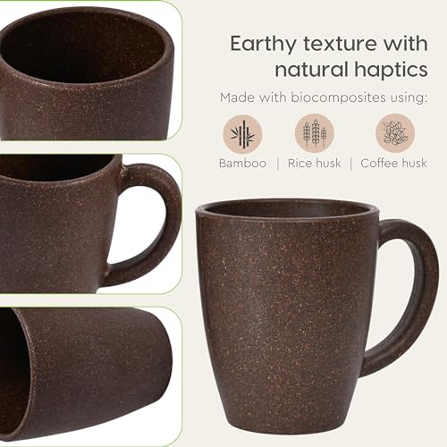 Eha Earth-Friendly Classic Coffee Mug | 10 Oz | Made with Rice Husk & Bamboo Fibers | Microwave Safe | for Hot & Cold Coffee, Milk & Tea Cup | Matte Finish Mugs | Coffee