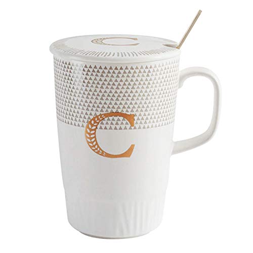 Gold Initials Coffee Mug,Unique Birthday Gifts for Women, Novelty Personalized Mugs Gift for Her,Friends, Coworkers, Wife, Mother, Daughter, Sister, Aunt, Man, Cute Ceramic Mug 17oz, Letter C