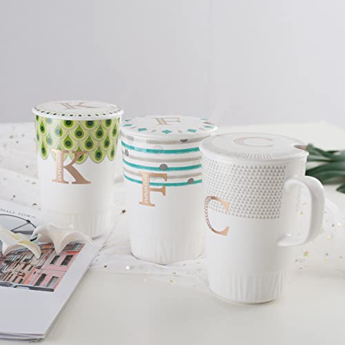 Gold Initials Coffee Mug,Unique Birthday Gifts for Women, Novelty Personalized Mugs Gift for Her,Friends, Coworkers, Wife, Mother, Daughter, Sister, Aunt, Man, Cute Ceramic Mug 17oz, Letter C