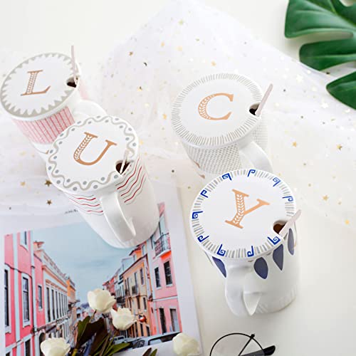 Gold Initials Coffee Mug,Unique Birthday Gifts for Women, Novelty Personalized Mugs Gift for Her,Friends, Coworkers, Wife, Mother, Daughter, Sister, Aunt, Man, Cute Ceramic Mug 17oz, Letter C