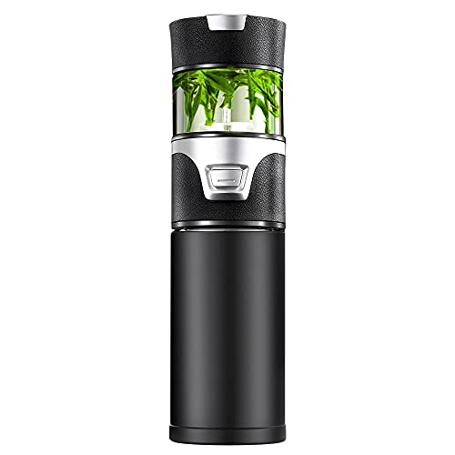 YPCOO 15 oz Double Wall Glass Tea Bottle, Portable Vacuum-Insulated Thermal Tea Bottle, Tea Tumbler with Infuser (black)