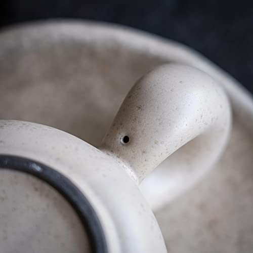 Uaral Cermic Small Coffee Mugs 10 Ounce Cappuccino Mugs Handmade Mug Set with One-finger Handle for Mocca,Latte,Cereal,Yogurt and Beverage,Set of 2(Cream)