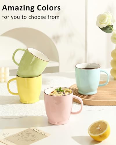 ARRADEN Yellow Coffee Mug, 16.5oz Large Tea Cup with Big Handle, Ceramic Microwave Coffee Mug, Coffee Cup Gifts for Women, Friend, Birthday, Christmas, Celebrate