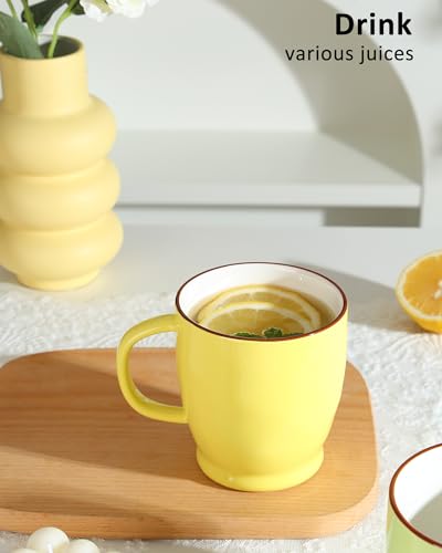 ARRADEN Yellow Coffee Mug, 16.5oz Large Tea Cup with Big Handle, Ceramic Microwave Coffee Mug, Coffee Cup Gifts for Women, Friend, Birthday, Christmas, Celebrate