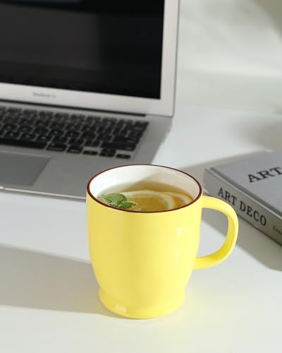 ARRADEN Yellow Coffee Mug, 16.5oz Large Tea Cup with Big Handle, Ceramic Microwave Coffee Mug, Coffee Cup Gifts for Women, Friend, Birthday, Christmas, Celebrate