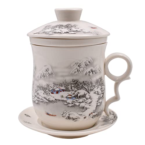 Chinese Porcelain Tea Mug Set - 4 PCS