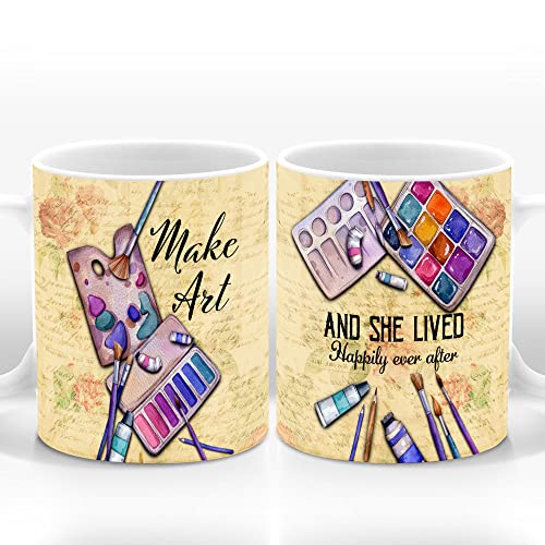 KOIXA Vintage Coffee Cup For Painting Lovers Ceramic Mug 11oz Cool Things For Painters And Artists Novelty Art Teacher Gifts For Women Painter Mugs Birthday Gifts For Her