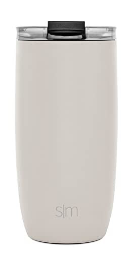 Simple Modern Travel Coffee Mug Tumbler with Flip Lid | Reusable Insulated Stainless Steel Cold Brew Iced Coffee Cup Thermos | Gifts for Women Men Him Her | Voyager Collection | 16oz | Almond Birch