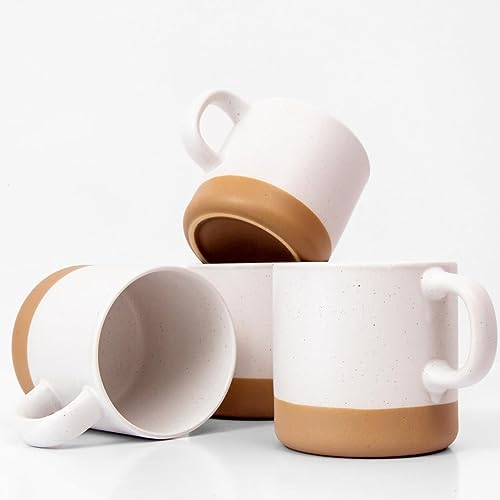 Unboxme Givenne Ceramic Mug Set 4pk of 12oz - Trendy Gloss Body & Nature-Baked Base - Microwave-Safe Coffee Mug with Unique Artisanal Character - Ceramic Material - For Coffee Mugs and Coffee Cups