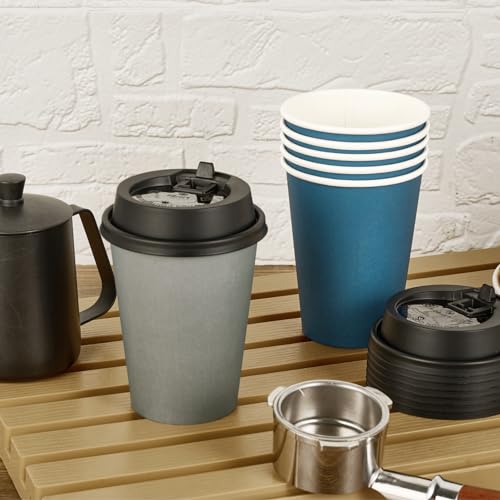 LITOPAK 100 Pack 12 oz Paper Coffee Cups, Disposable Coffee Cups with Lids, Drinking Cups for Coffee, Water, Juice, or Tea. Hot Paper Coffee Cups for Home, Restaurant, Store and Cafe.