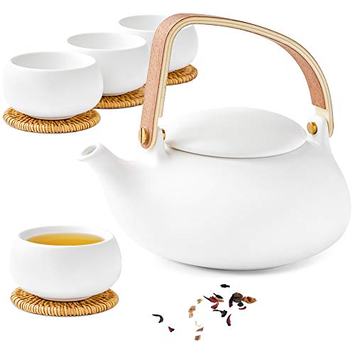 Modern Japanese Ceramic Tea Set with Cups