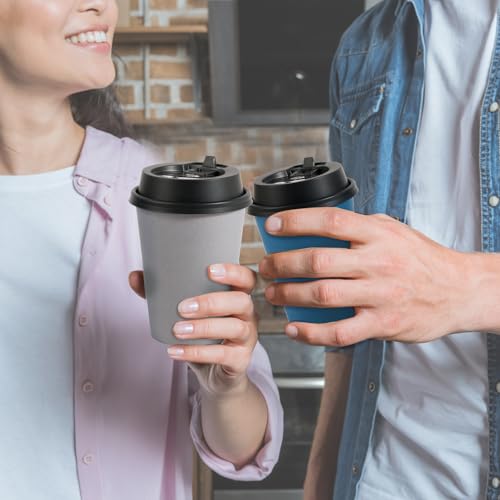 LITOPAK 100 Pack 12 oz Paper Coffee Cups, Disposable Coffee Cups with Lids, Drinking Cups for Coffee, Water, Juice, or Tea. Hot Paper Coffee Cups for Home, Restaurant, Store and Cafe.