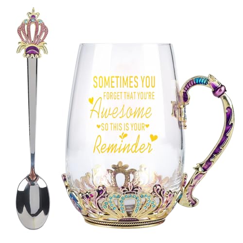 SWTHONY Fancy Tea Cup with Spoon Set Birthday Gifts for Women, Her, Sometimes You Forget You’re Awesome, Inspirational Gifts, Encouragement Gifts for women, Teacher, Coworker, Mom, Friends Christmas