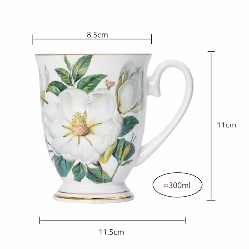 YX-SHMA Ceramic Tea Cup with Spoon, Fine Bone China Tea Cup,Gifts for Women Mom Teacher,Suitable for Milk, Cold Drinks,Hot Drinks, Coffee, Fruit Juice (kapok)
