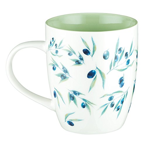 Christian Art Gifts Ceramic Coffee Mug with Olive Branch – 13 oz. Microwave-safe Inspirational Scripture Coffee & Tea Mug for Men & Women with Bible Verse: My Cup Overflows with Blessings –Psalms 23:5