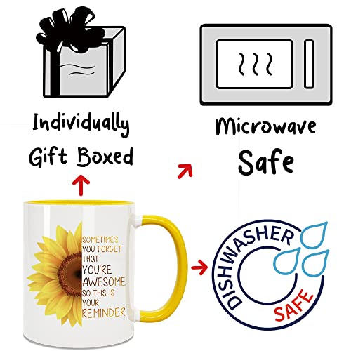 Dnuiyses Birthday Gifts for Friends, Sometimes You Forget You're Awesome Mug 11oz, Inspirational Quote Gifts for Women Men, Appreciation Christmas Thanksgiving Day Gifts for Mom Sister Coworkers