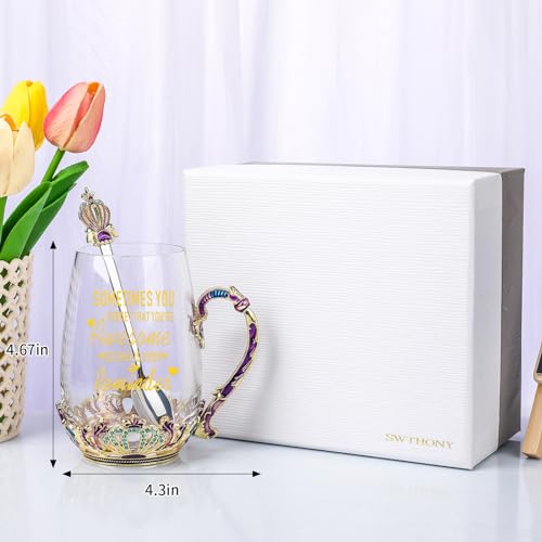 SWTHONY Fancy Tea Cup with Spoon Set Birthday Gifts for Women, Her, Sometimes You Forget You’re Awesome, Inspirational Gifts, Encouragement Gifts for women, Teacher, Coworker, Mom, Friends Christmas