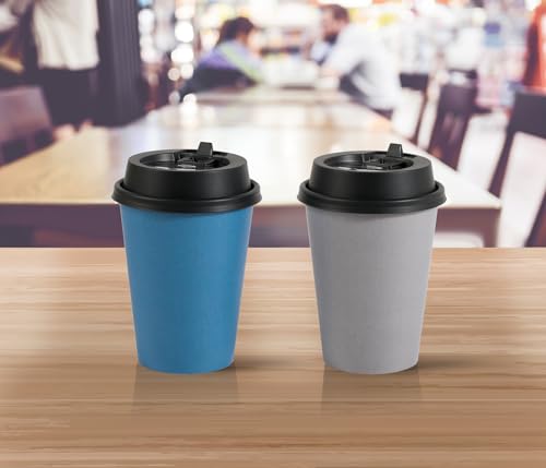 LITOPAK 100 Pack 12 oz Paper Coffee Cups, Disposable Coffee Cups with Lids, Drinking Cups for Coffee, Water, Juice, or Tea. Hot Paper Coffee Cups for Home, Restaurant, Store and Cafe.